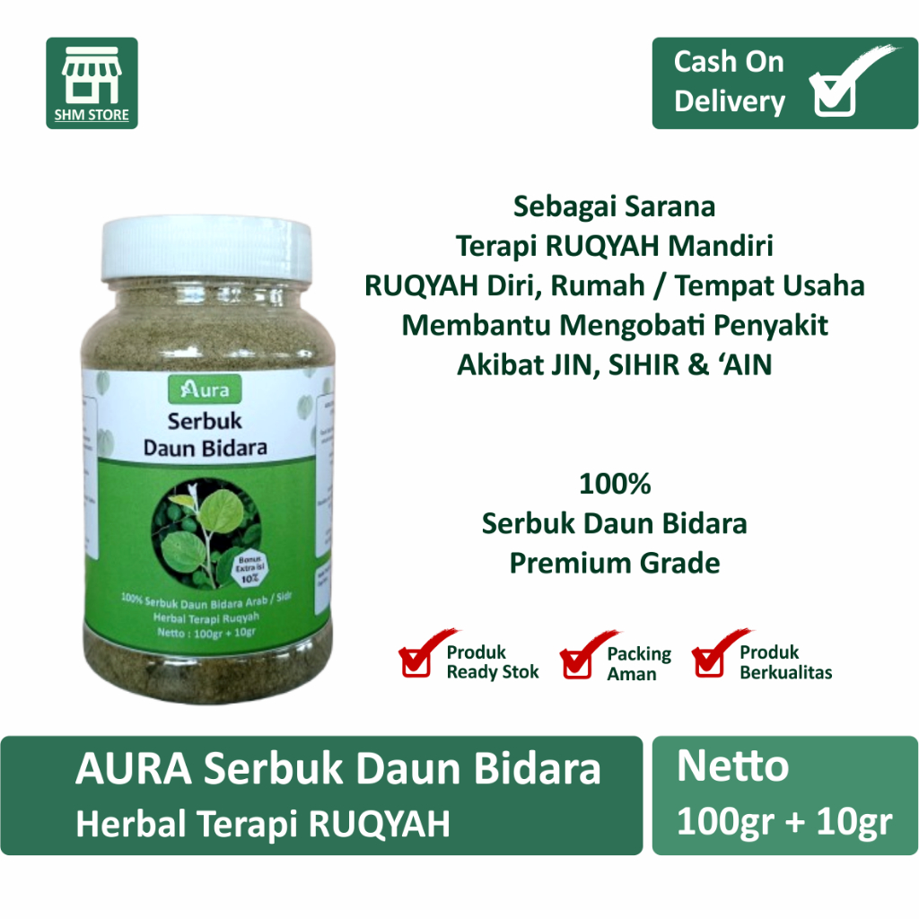 

Aura Serbuk Daun Bidara Arab isi 110gr / Herbal Terapi RUQYAH / Premiun Grade / Sidr / Bubuk Extra Halus