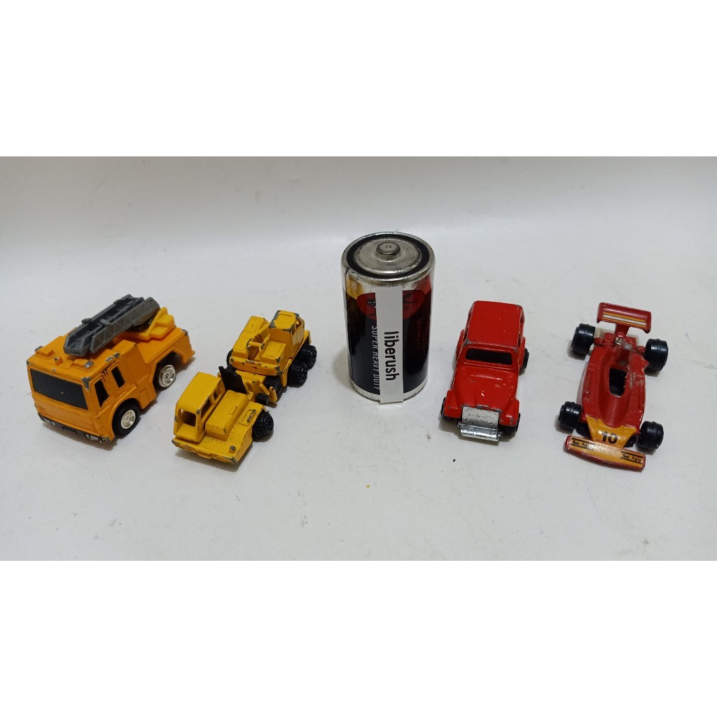 Set diecast vintage jeep yatming f1 construction crane truck