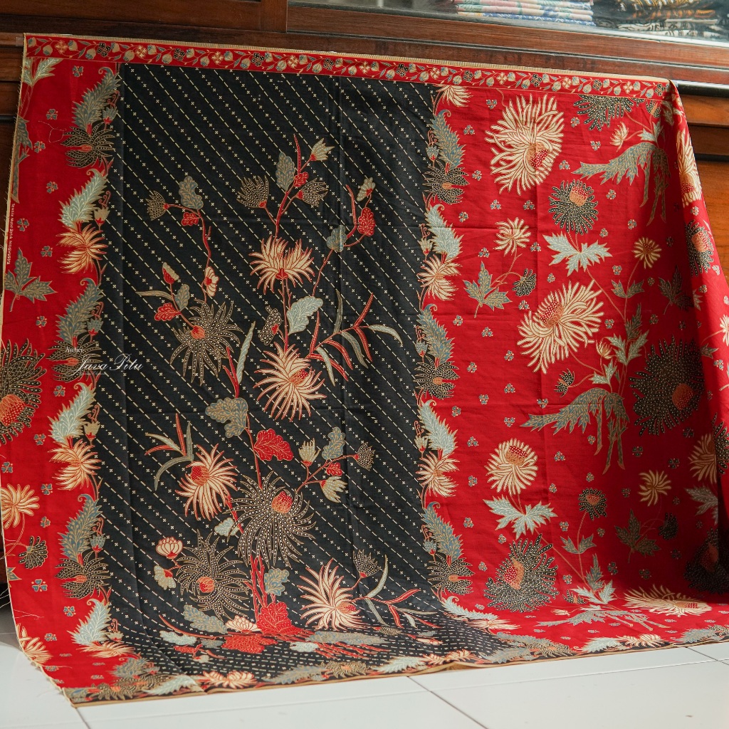 JavaPitu Rok Lilit - Kain Lilit Batik Sidoarjo Seruni Blossom - Hitam Merah - 6362
