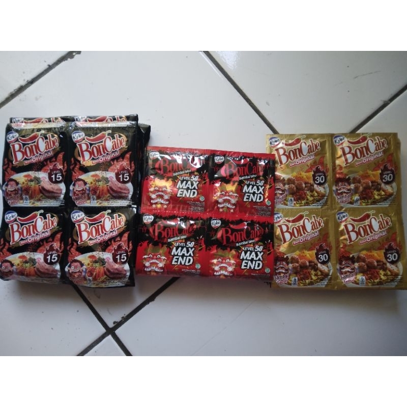 Bon Cabe Sambal Tabur Level 15, 30 & 50 Max End Kemasan 1 Renceng isi 12 Sachet