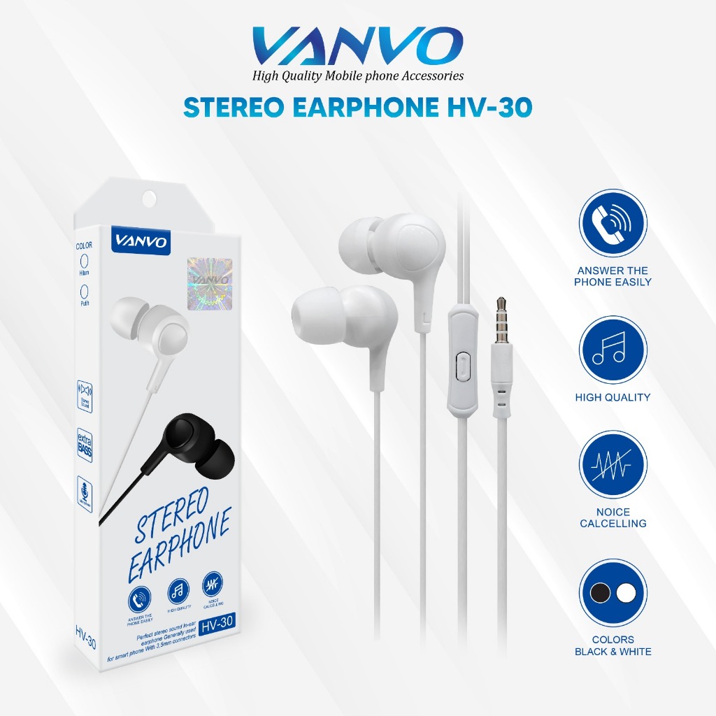 Headset Earphone Handsfree Stereo Vanvo HV-30 Stereo Earphone
