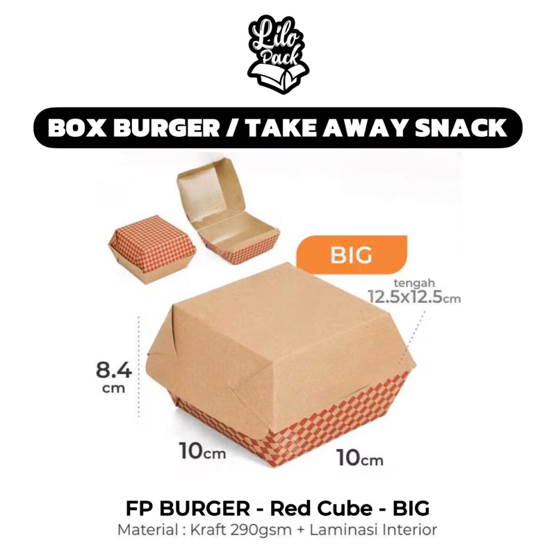 

[ECER min. 5pcs] Box Burger Dus Takoyaki Kotak Makanan Snack Takeaway Kemasan Kue Roti | FP BURGER - BIG