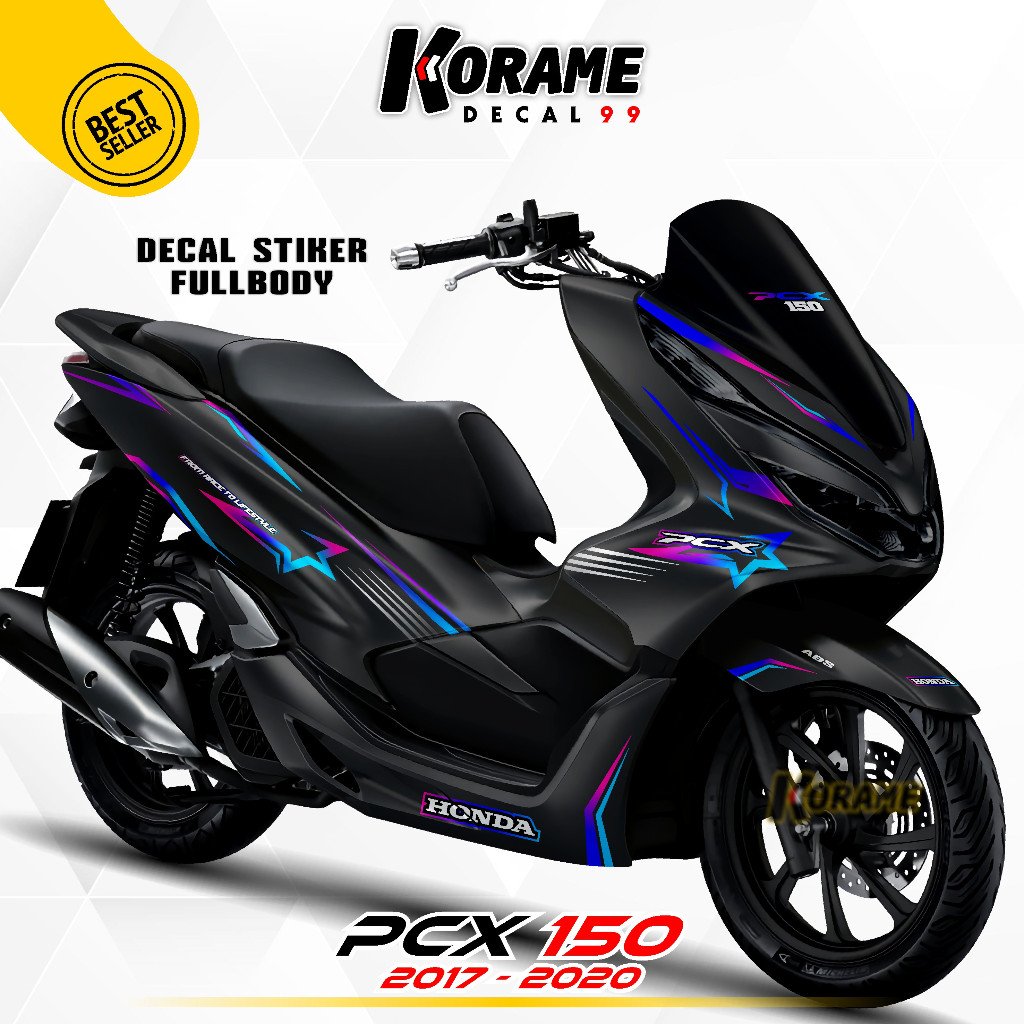 Decal Stiker PCX 150 - Motif Bintank Warna Hitam Biru Ungu Sky Blue Edition