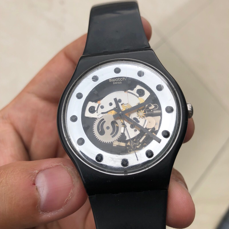 jam tangan swatch original mesin transparan