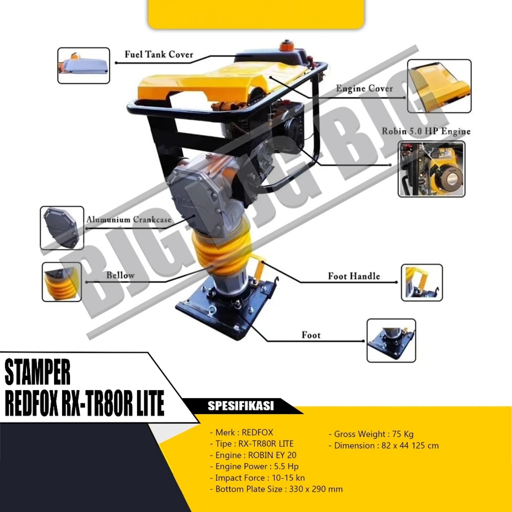 MESIN PEMADAT TANAH / STAMPER KUDA REDFOX RX - TR 80R LITE PREMIUM (ROBIN EY 20)