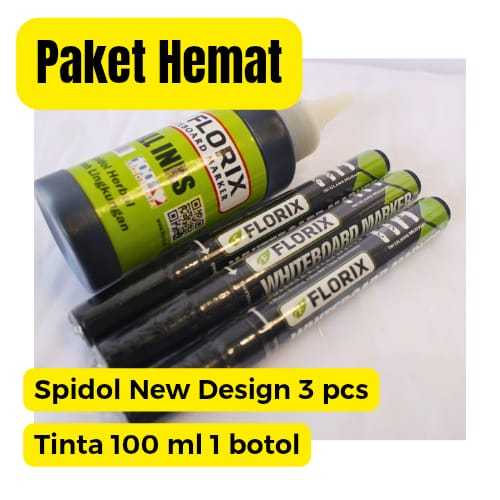 

PAKET HEMAT Spidol Whiteboard FILTER 3pcs dan Tinta Refill Spidol FLORIX 100ml