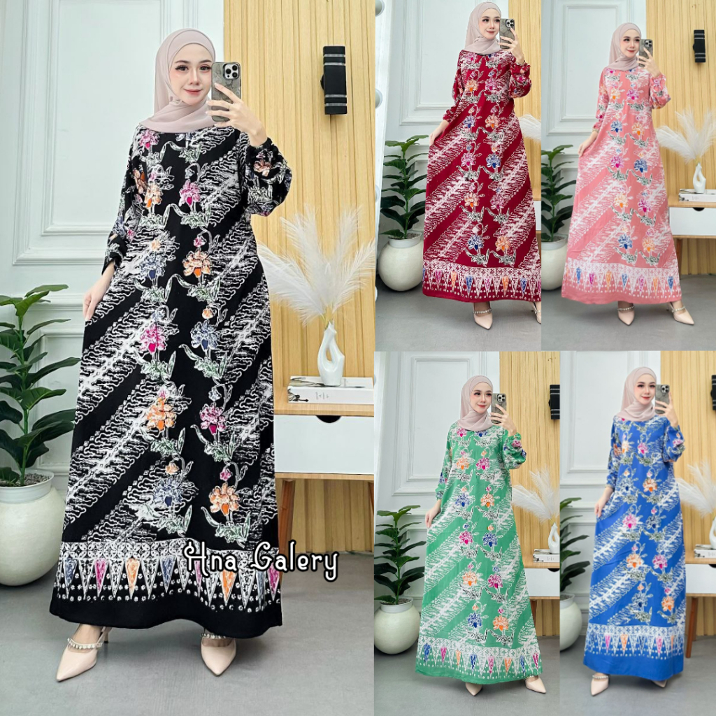 Gamis Aini Asli Batik Cap Pekalongan Kain Rayon Premium Tebal Adem
