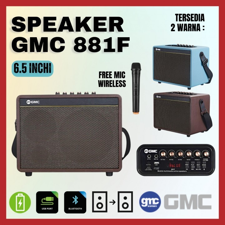 GMC-881F Speaker Portable Multimedia Bluetooth FM Radio