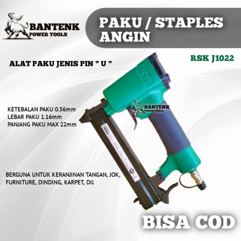 MESIN STRAPLES PAKU TEMBAK JENIS U AIR NAILGUN RSK J1022 PAKU TEMBAK JOK KARPET DINDING PAKU TEMBAK 