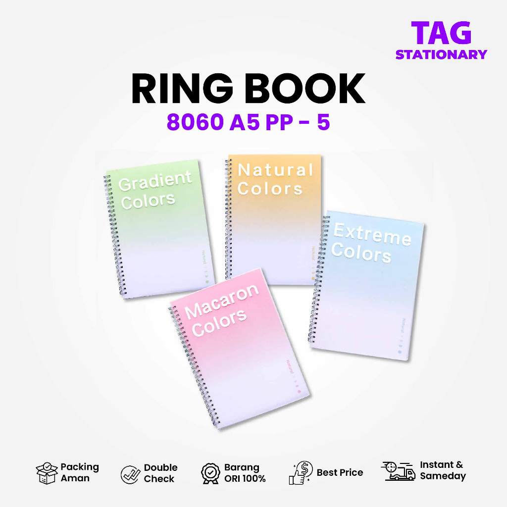 

GREEBEL Buku Tulis Ring Spiral / Ring Book 8060 A5 PP-5 / Buku Catatan Spiral Timur Agung Grosir