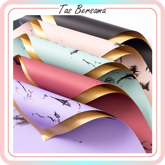 

Kertas Buket Bunga Marble Bi Color Gold Cellophane Flower Wrapping Paper Cellophane KB6105