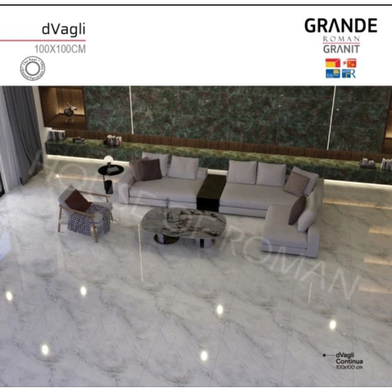 Roman Granit 100x100 Lantai Dinding Grande Glossy/ GTE1009503FR2 dVagli Continua/ ROMAN GRANIT/ GRAD