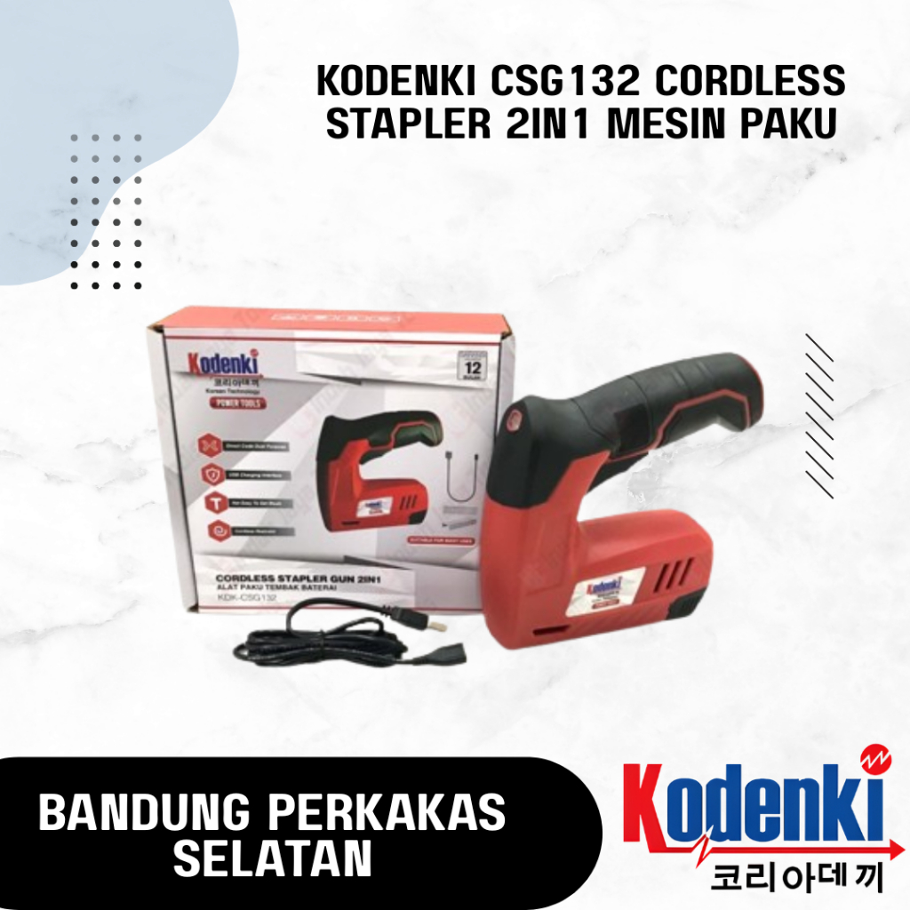 

KODENKI CSG132 Cordless Stapler 2in1 Mesin Paku Staples Tembak Baterai