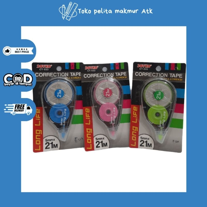 

CORRECTION TAPE JOYKO LONG LIFE | PENGHAPUS TIPE-X PITA KERTAS JOYKO LONG LIFE | STIPO KERTAS JOYKO LONG LIFE