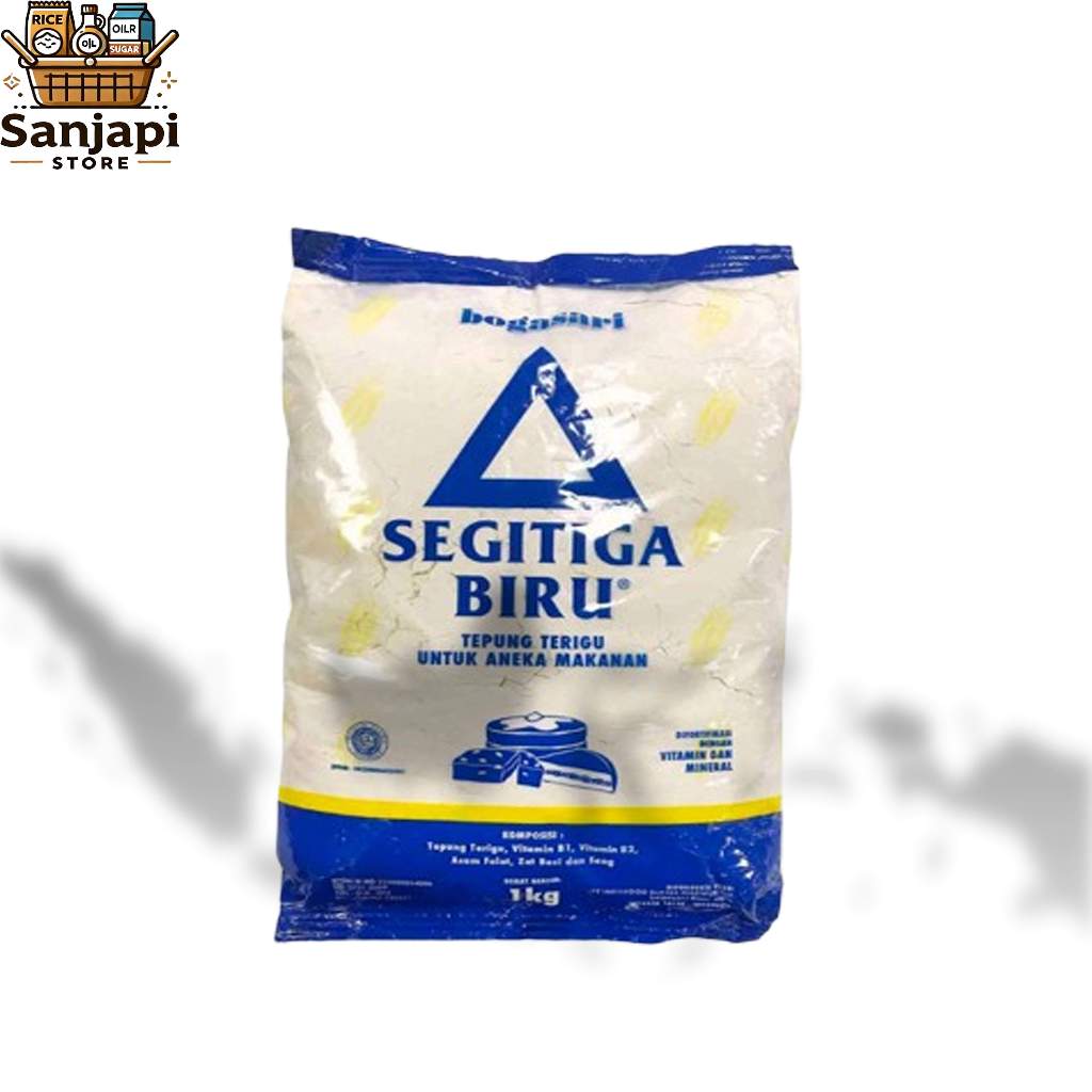 

Tepung Terigu Segitiga Biru 1kg - Original Kemasan Pabrik - Bahan Kue & Roti