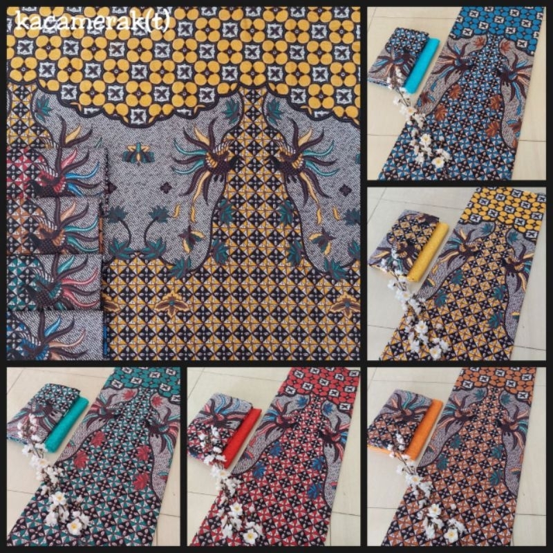 Kain Batik Halus Printing Kain Meteran Bahan Baju Batik Pekalongan Terbaru motif  kacang merak