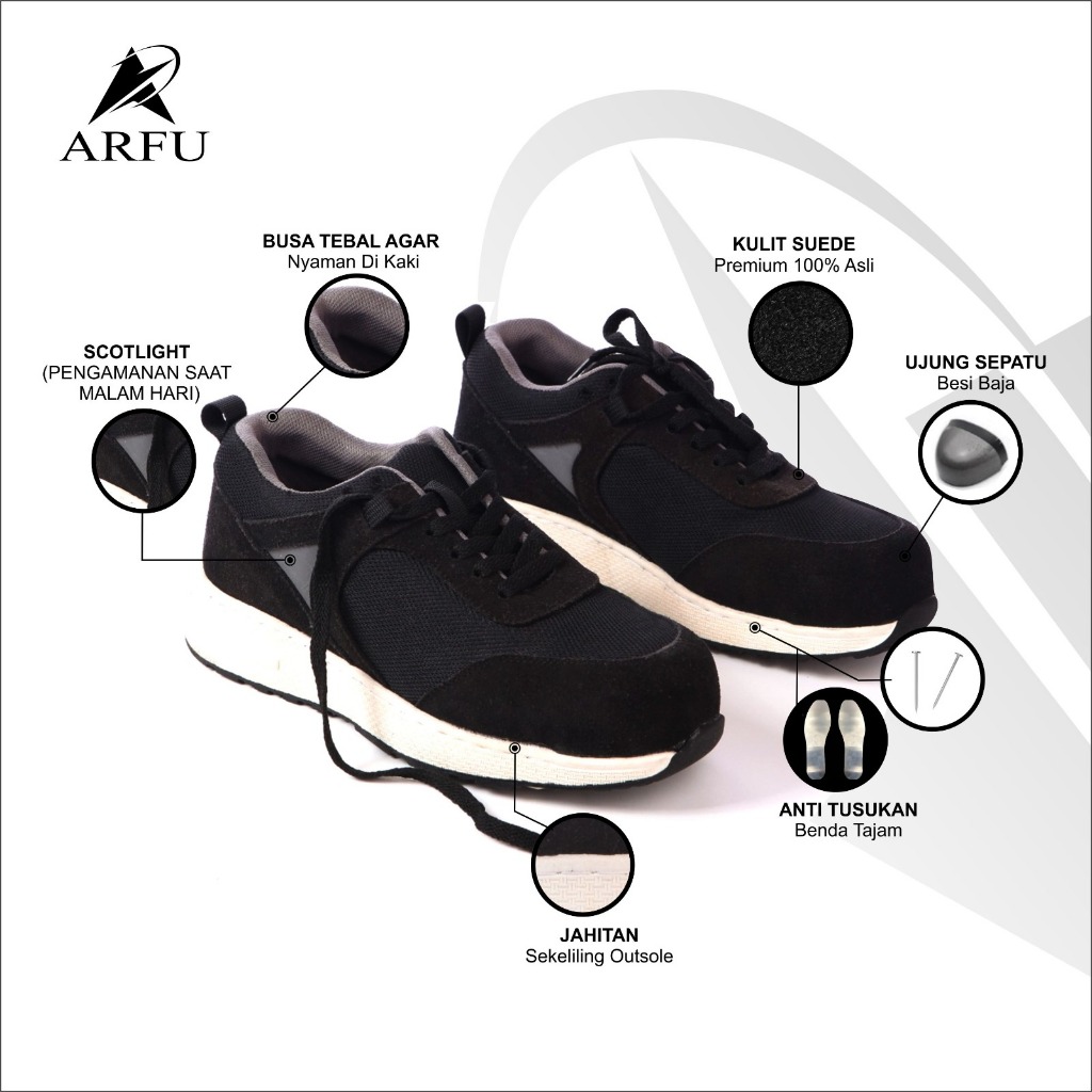 Sepatu Sneakers Hitam Putih Anti Tusukan Sepatu Safety Sneaker Sepatu Safety Model Kasual Sepatu Spo