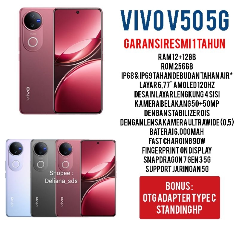 Vivo V50 5G 12/256 12+12/256 24/256 Garansi Resmi 1 Tahun Vivo V50 12/256 Vivo V50 5G 12+12/256 Vivo