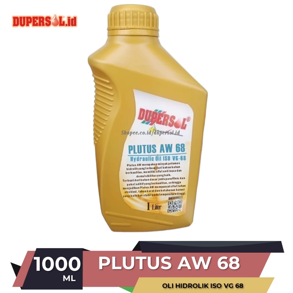 DUPERSOL PLUTUS AW 68 / Oli Hidrolik Iso VG 68 ( ECER REPACK 1 LITER) Oli hidrolik  alat berat