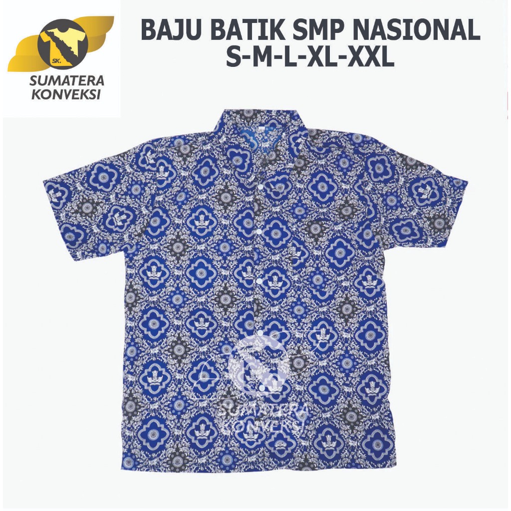 Batik SMP Negeri/Batik Nasional/Baju Seragam Batik Sekolah SMP Motif TINAS HARAPAN