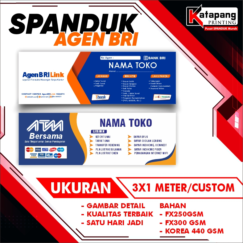 Spanduk Agen Brilink Bank BRI Custom