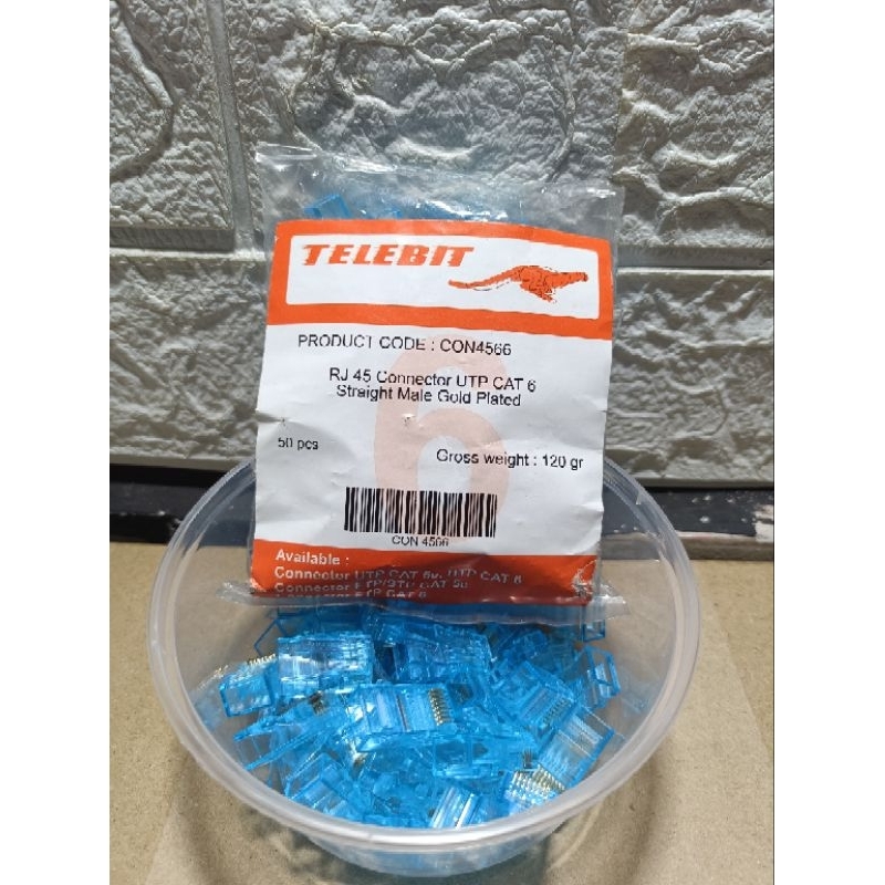 konektor pin rj 45 cat 6 telebit/pack