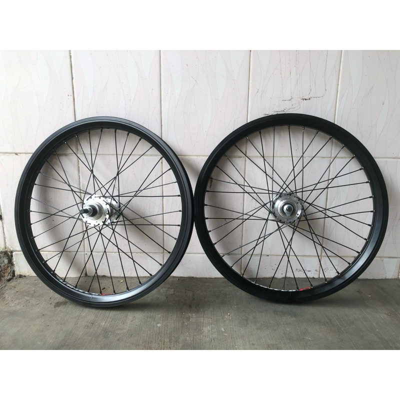 WHEELSET BMX 20 406 36H HUB TEROMPET  BEARING ALLOY RUJI STAINLESS SETELAN BAGUS KENCANG