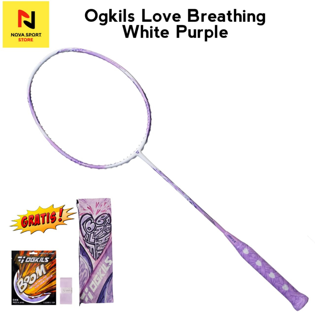 Ogkils Raket Badminton Love Breathing White Purple