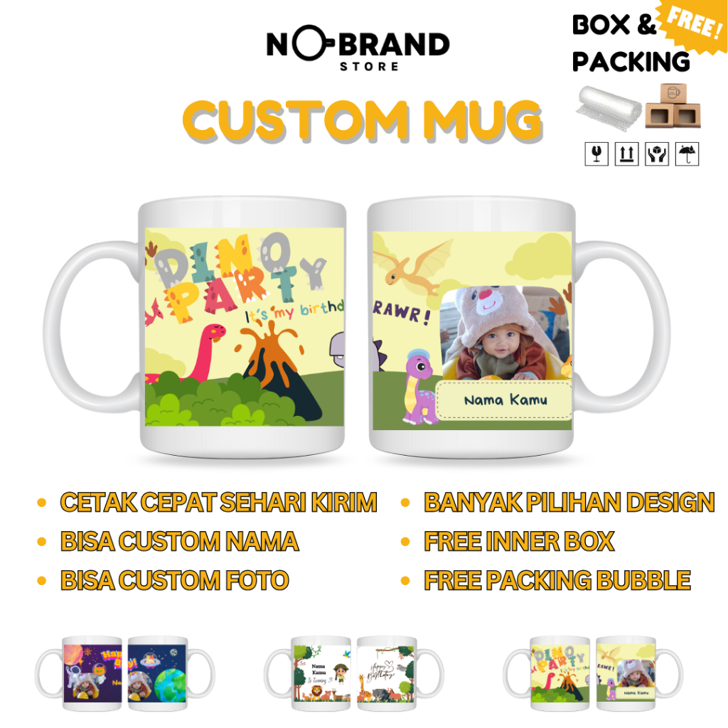 MUG SOUVENIR ULANG TAHUN MUG KADO HADIAH MUG CUSTOM KARAKTER ANAK ANAK