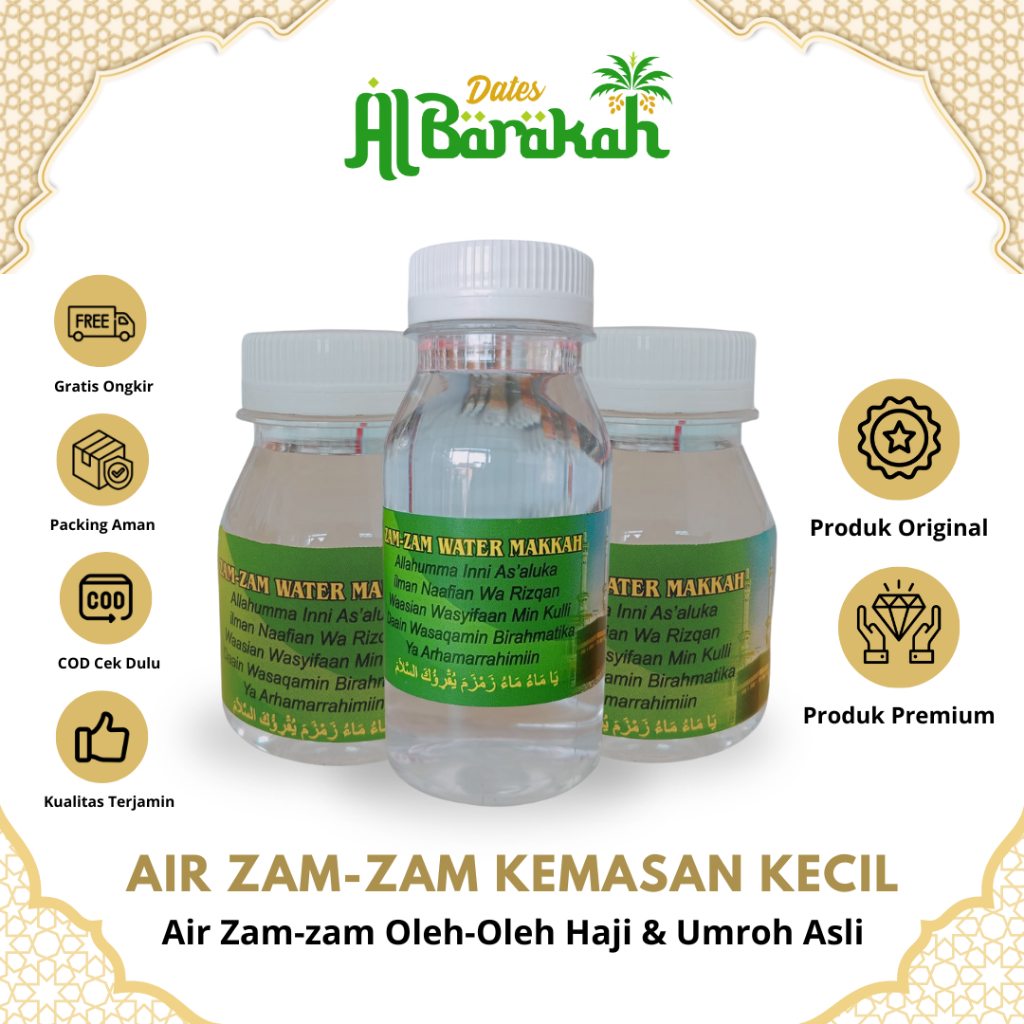 

Air Zam Zam Botol Kecil Original Asli Kemasan Repack 50ml dan 80ml Cocok untuk Oleh Oleh Haji