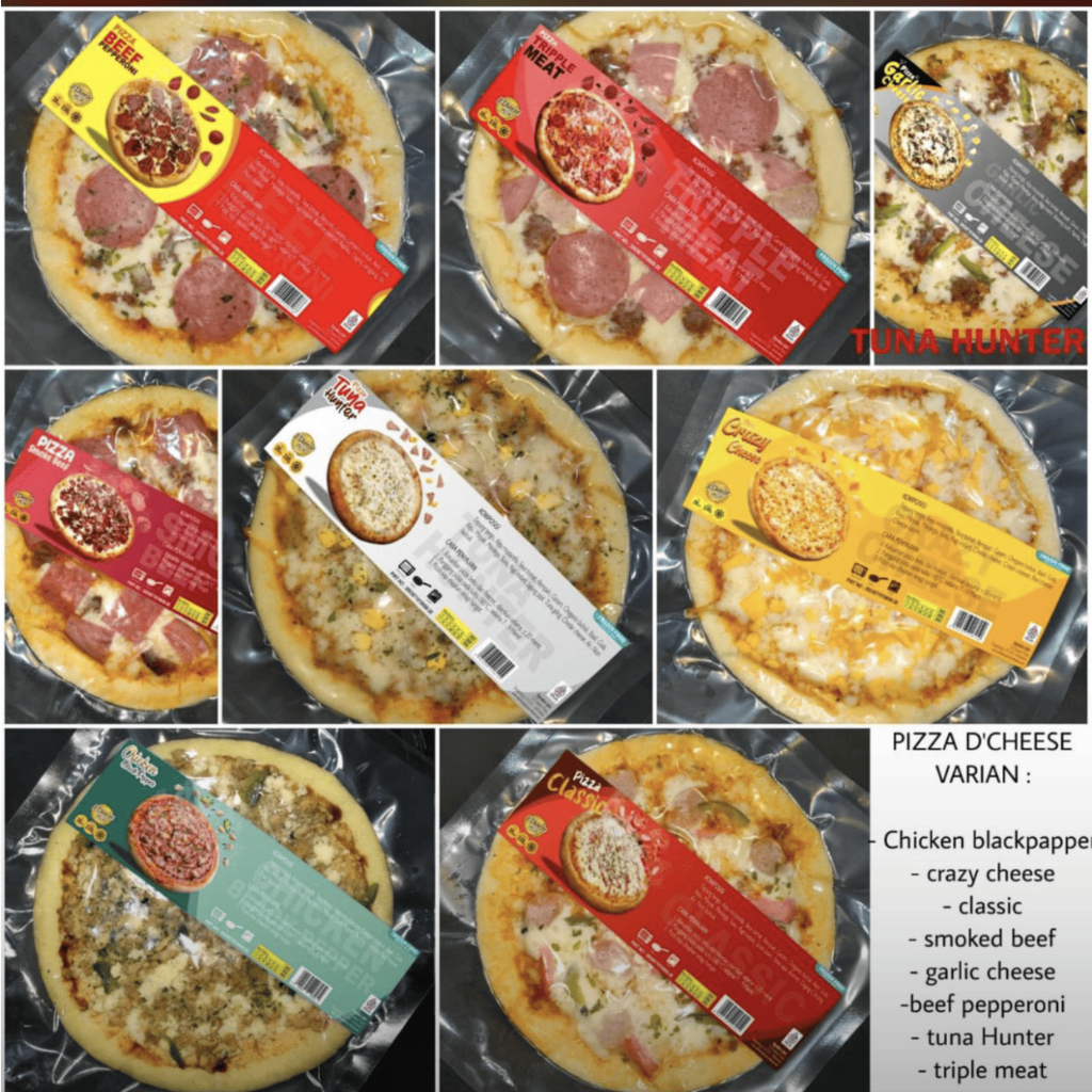 

Frozen Pizza Siap Makan Varian Topping Cheese Smoked Beef Garlic Cheese Beef Papperoni Tuna Hunter Triple Meat