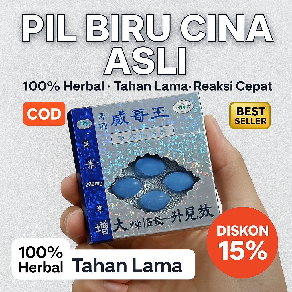 ASLI PIL BIRU CINA ASLI 100% ORIGNAL - OBAT PRIA TAHAN LAMA MENAMBAH STAMINA
