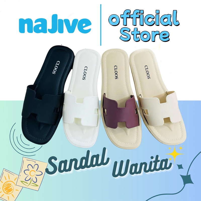 [NAJIVE]SANDAL JELLY SELOP HERMES SANDAL FLAT WANITA CASUAL SANDAL SEPATU WANITA