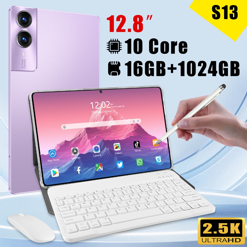 【Free Mouse Keyboard】Hancdon tablet s13(16GB+1024GB)12.8inch+5g"iPs Screen hp tablet android 12 8800