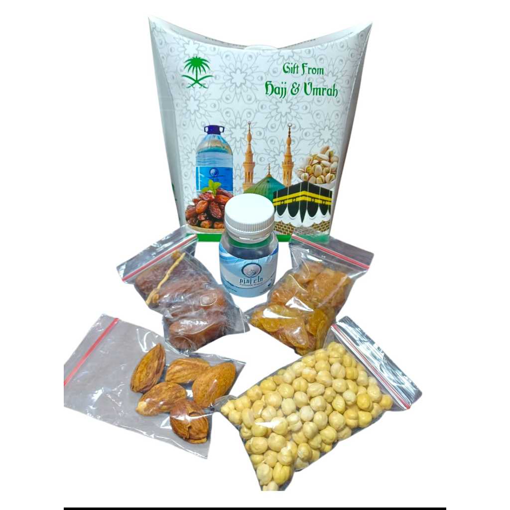 

PAKET HEMAT 10 PC OLEH OLEH HAJI UMROH ISI KURMA ZAMZAM KACANG KISMIS KACANG ALMOND