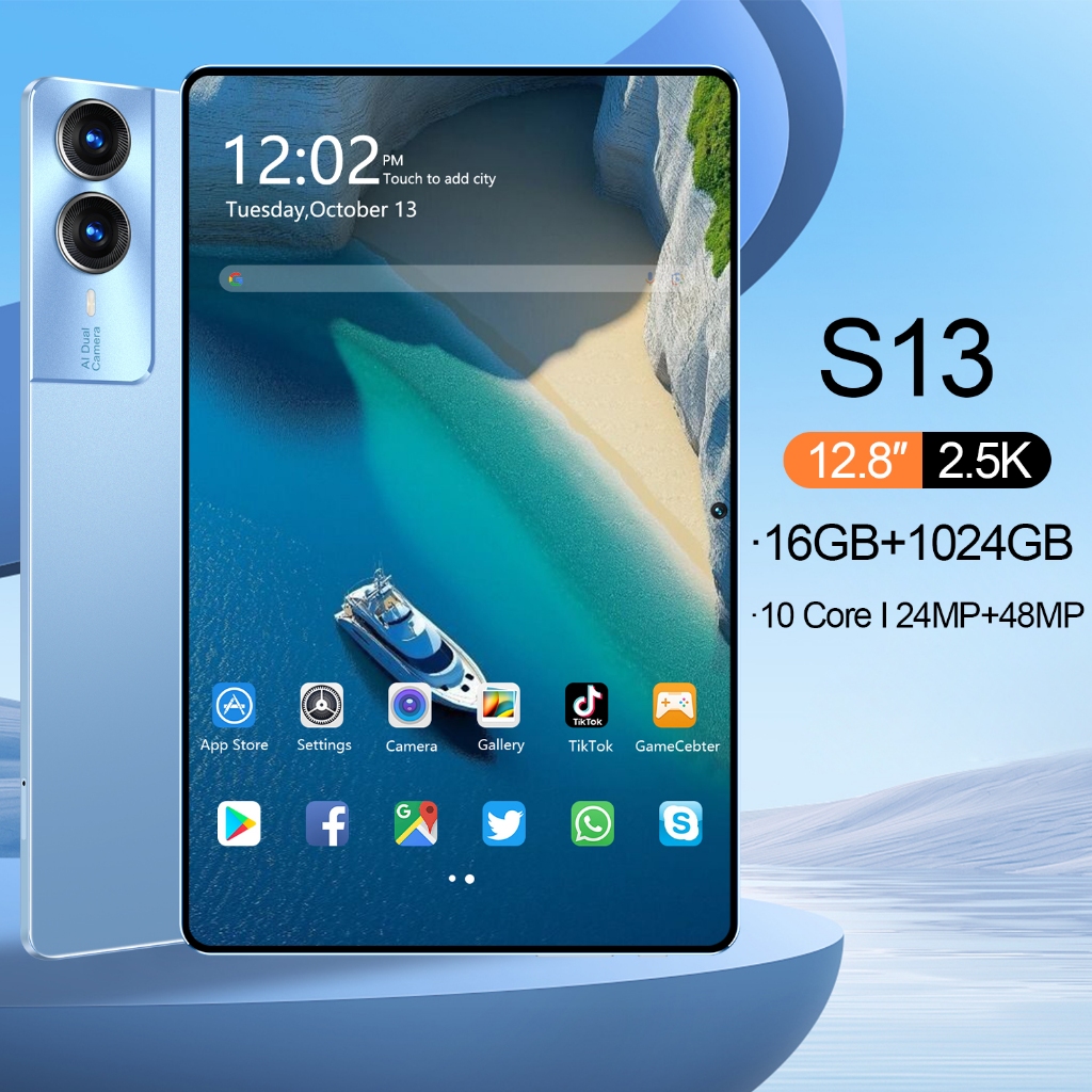 Hancdon tablet s13(16GB+1024GB)12.8inch+5g"iPs Screen hp tablet android 12 8800mAh Dual Sim Card tab
