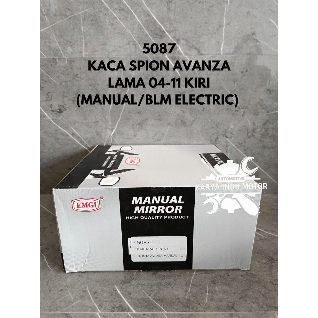 EMGI KACA SPION AVANZA/XENIA OLD/LAMA 2004–2012 MANUAL HITAM (EMGI 5087) HARGA PER PCS