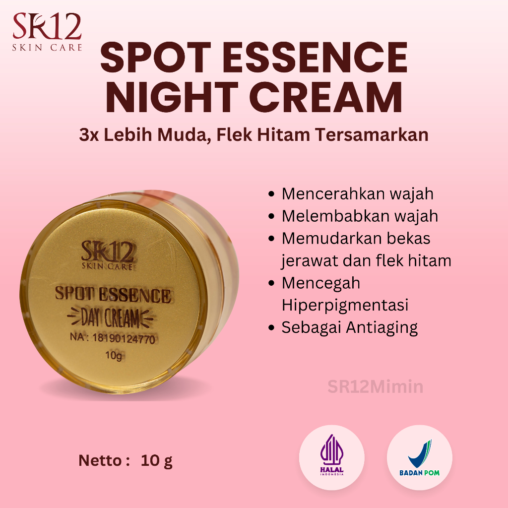KRIM FLEK HITAM - BEKAS JERAWAT PUDAR -SPOT ESSENCE CREAM SR12 - FLEK HITAM KARENA KB HILANG - BINTI