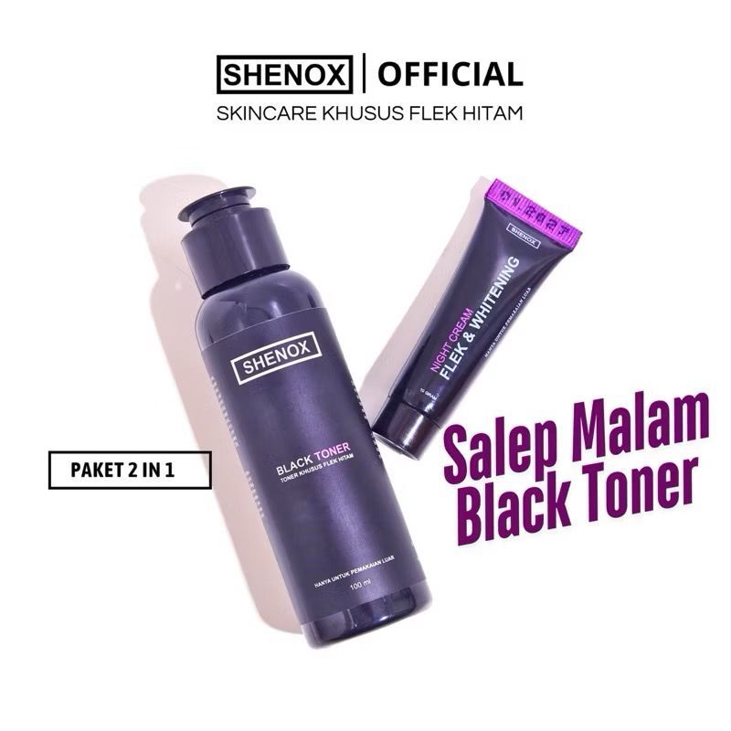 Shenox Skincare Flek Hitam 2 in 1 Salep Flek Night dan Black Toner Exfoliating Resmi BPOM | Dark Spo