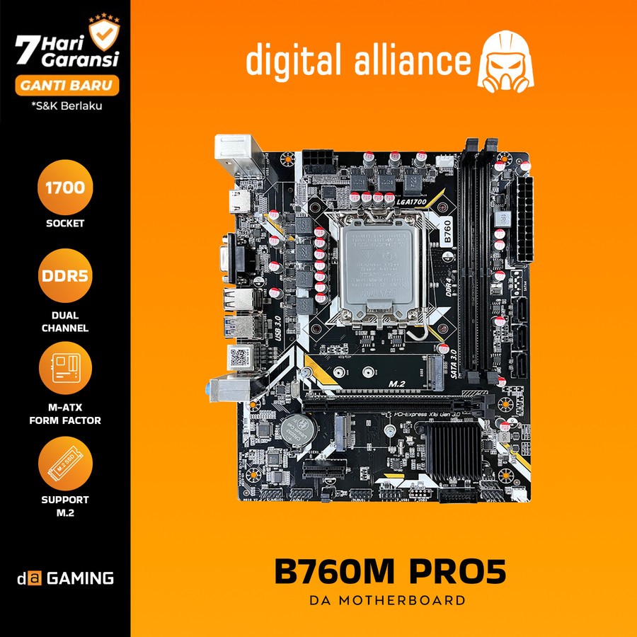 DIGITAL ALLIANCE MOTHERBOARD B760M PRO5 DDR5 (GEN 12-14)