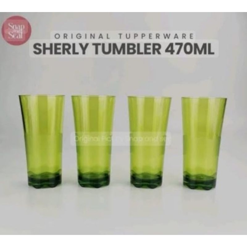 Promo SET gelas kristal SHERLY TUMBLER 470 ML Tupperware hijau