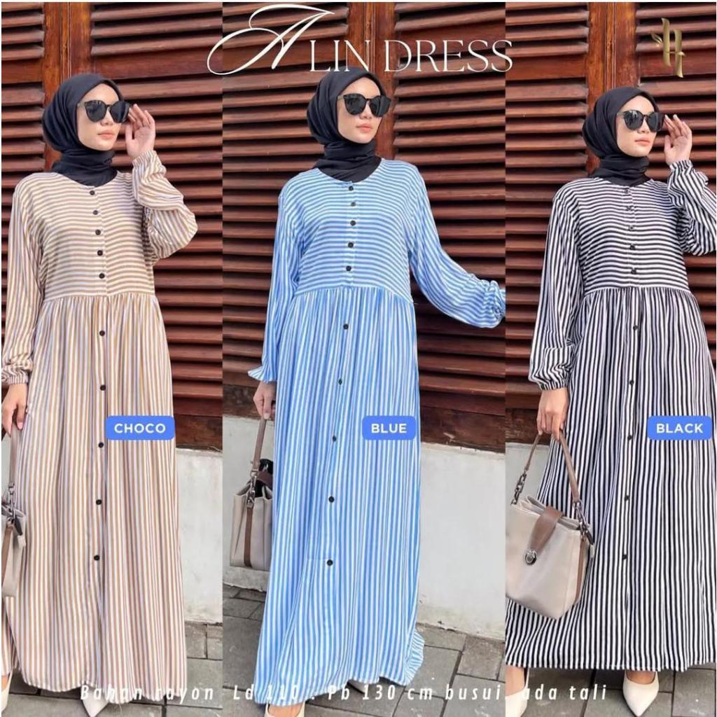 ZALIN DRESS GAMIS GARIS REMAJA