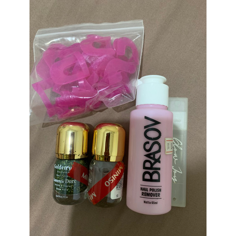 cetakan kuku,kutek miniso, pembersih kutek, pengikir kuku