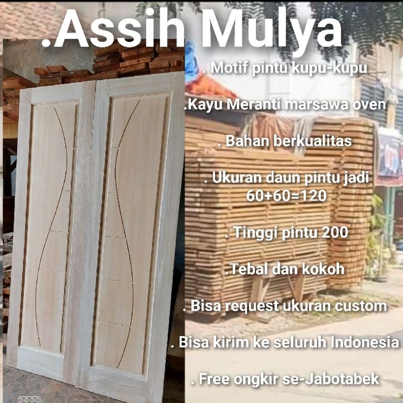 Daun pintu minimalis berikut kusen dari bahan kayu Meranti marsawa oven
