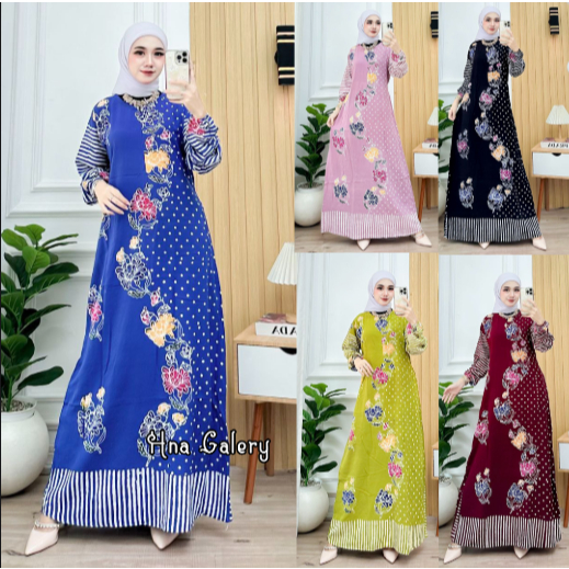 Gamis Motif Hansen Asli Batik Cap Pekalongan Kain Rayon Premium Tebal Adem