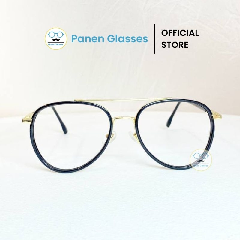 Kacamata Unisex Frame Elanor Black Gold - Kacamata Elegan Hitam Emas Korea Look