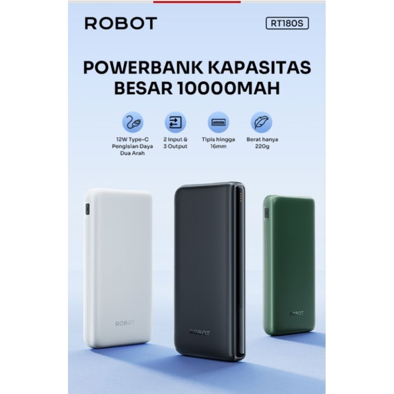 ROBOT Power bank robot RT180 RT-180 RT180S / RT12 10000mah  10000 mah powerbank original garansi 1 t