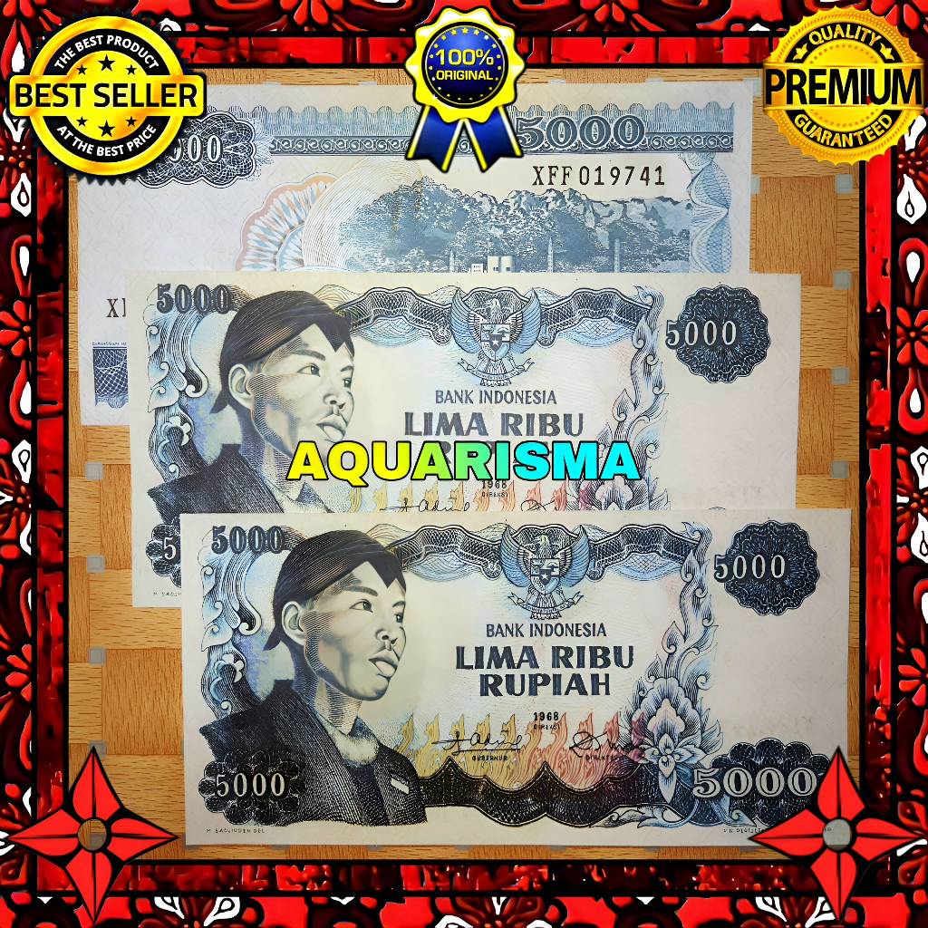 KOLEKSI NUMISMATIK - SOUVENIR REPRO UANG KUNO 5000 RUPIAH INDONESIA SOEDIRMAN 1968