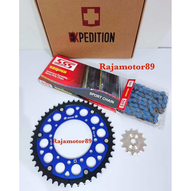 Gear set EXpedition 520 KLX 150 DTracker 150 set rantai Biru SSS