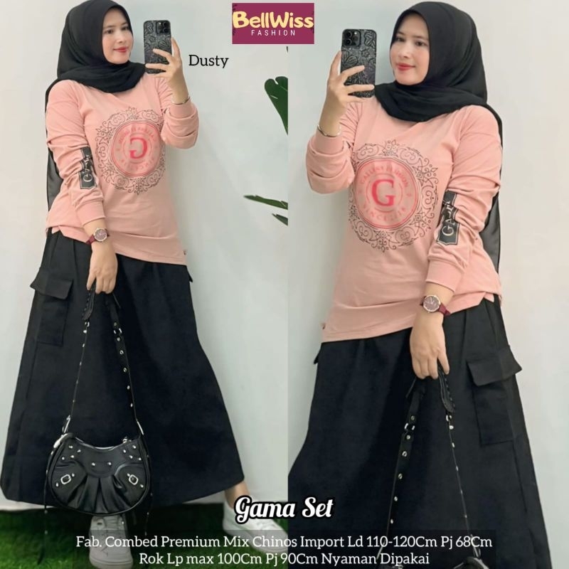 Gama Set Rok Terbaru Ld120 110 Kaos Combed Mix Chinos